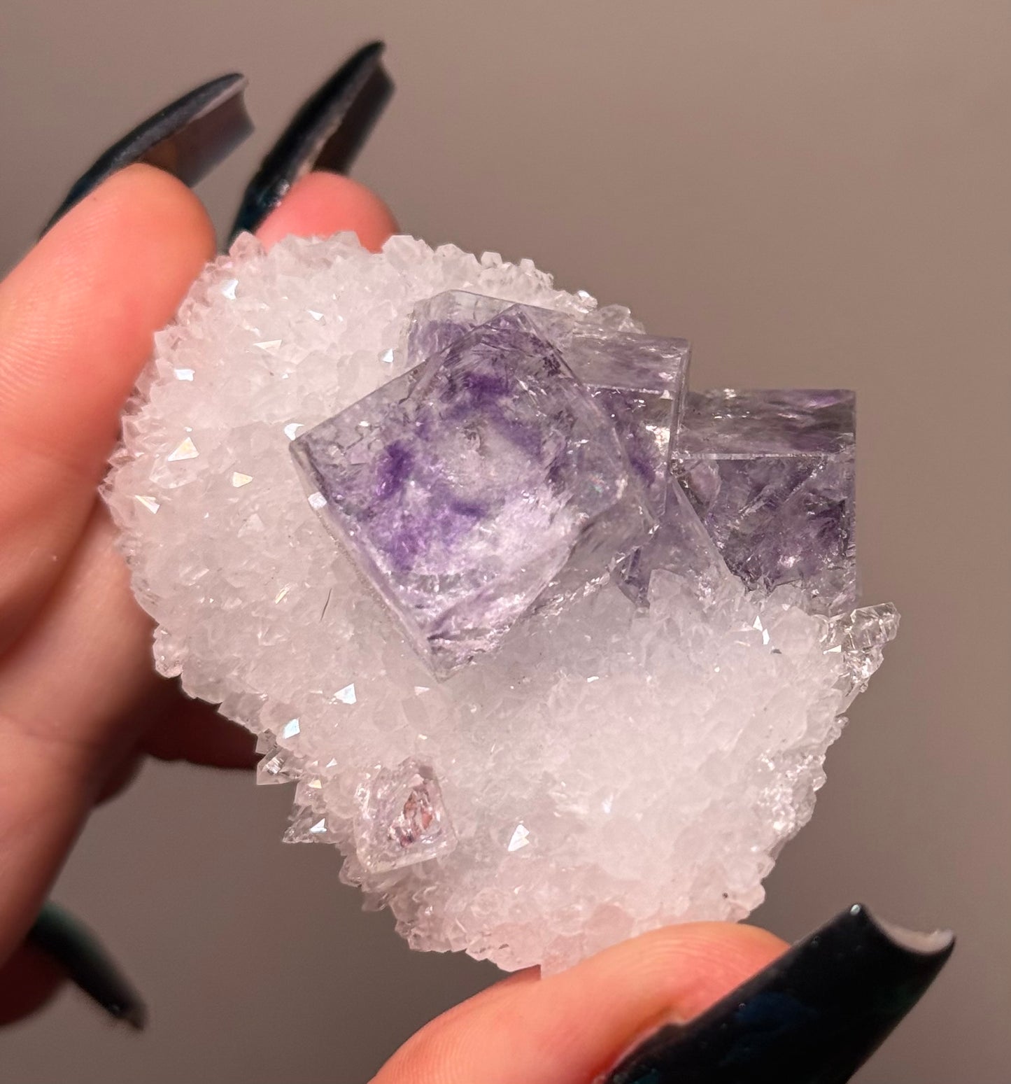 Purple Phantom Fluorite on Quartz, Zhejiang Province, China - 70g