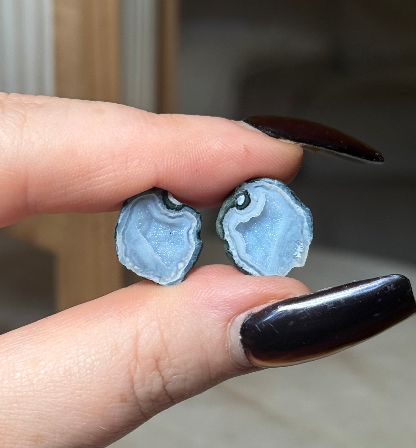 Mini Tobasco Agate Geode Pair, Tabasco, Zacatecas, Mexico - E