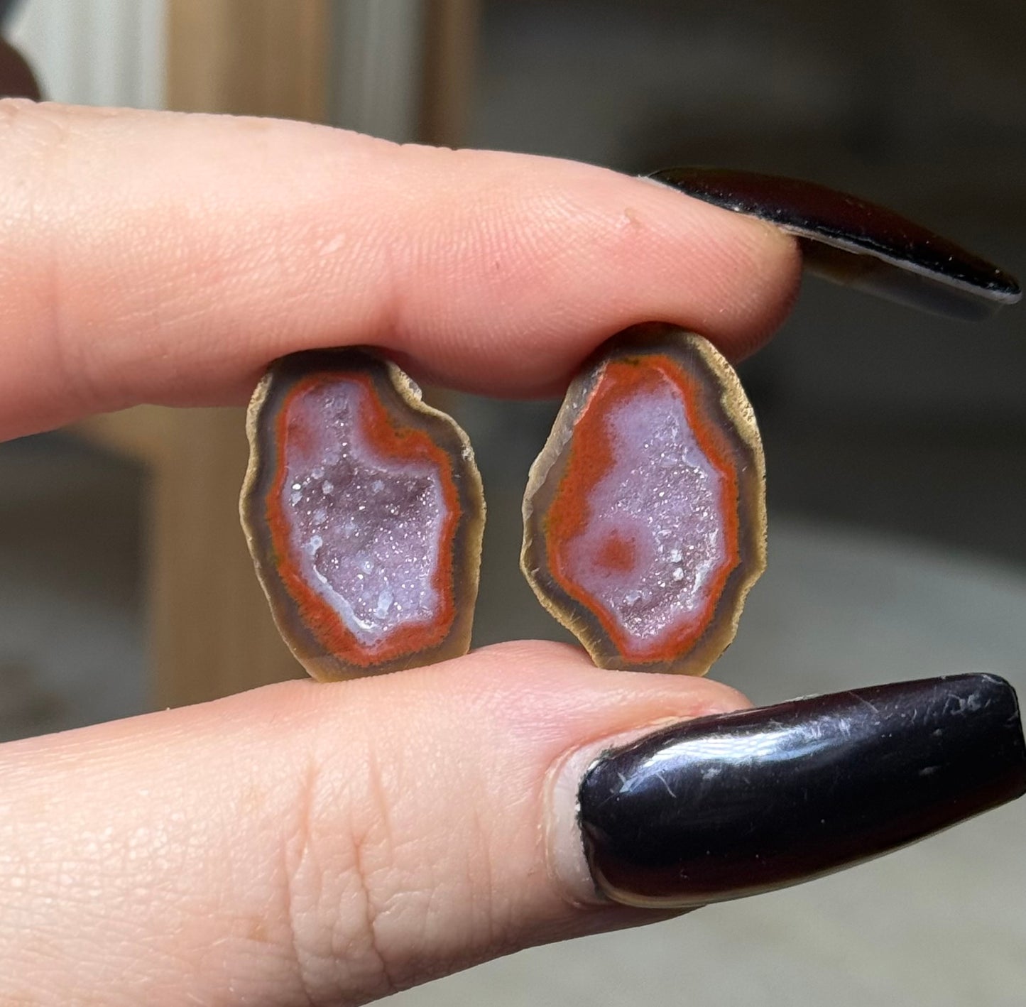 Mini Tobasco Agate Geode Pair, Tabasco, Zacatecas, Mexico - D