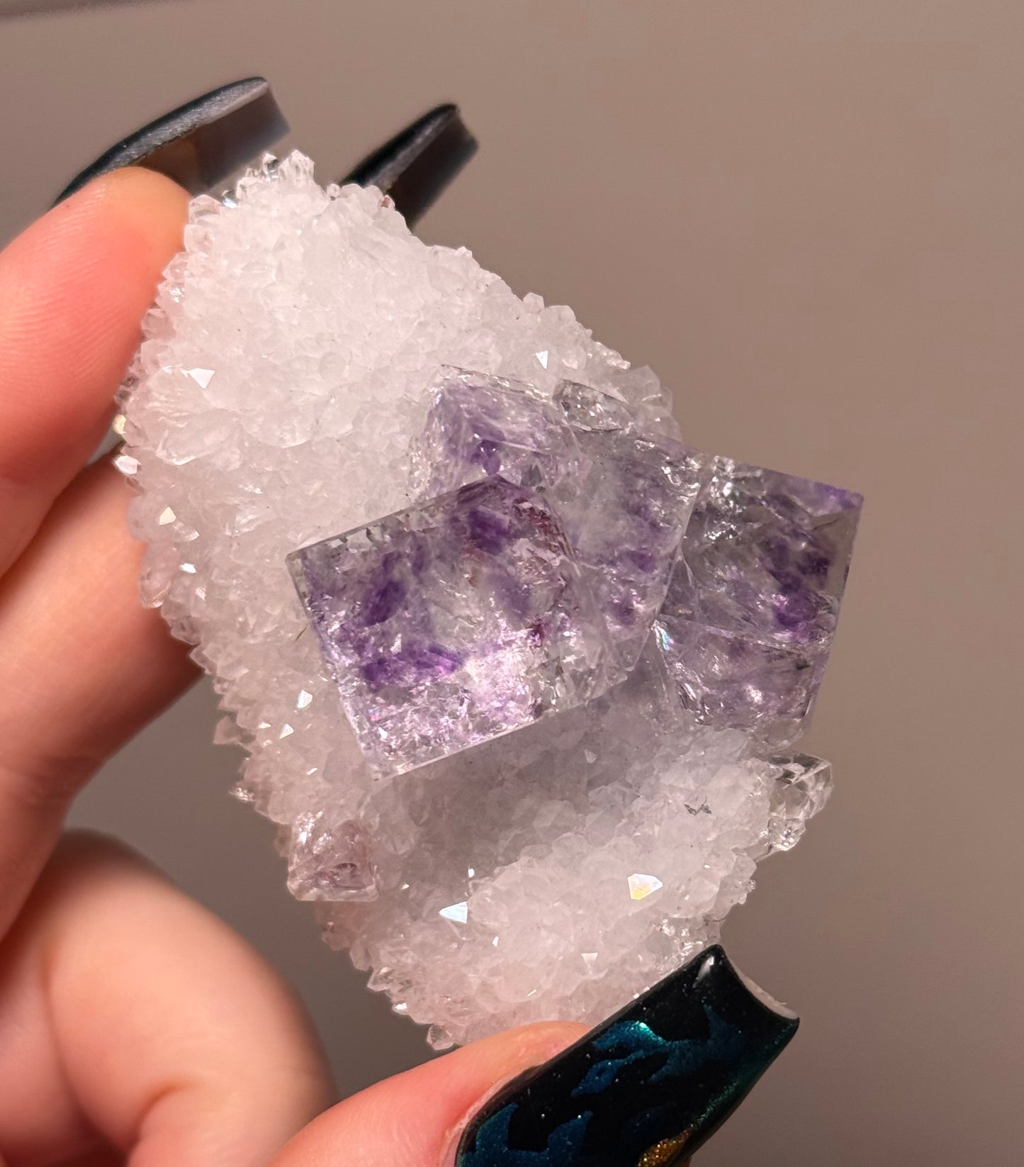 Purple Phantom Fluorite on Quartz, Zhejiang Province, China - 70g