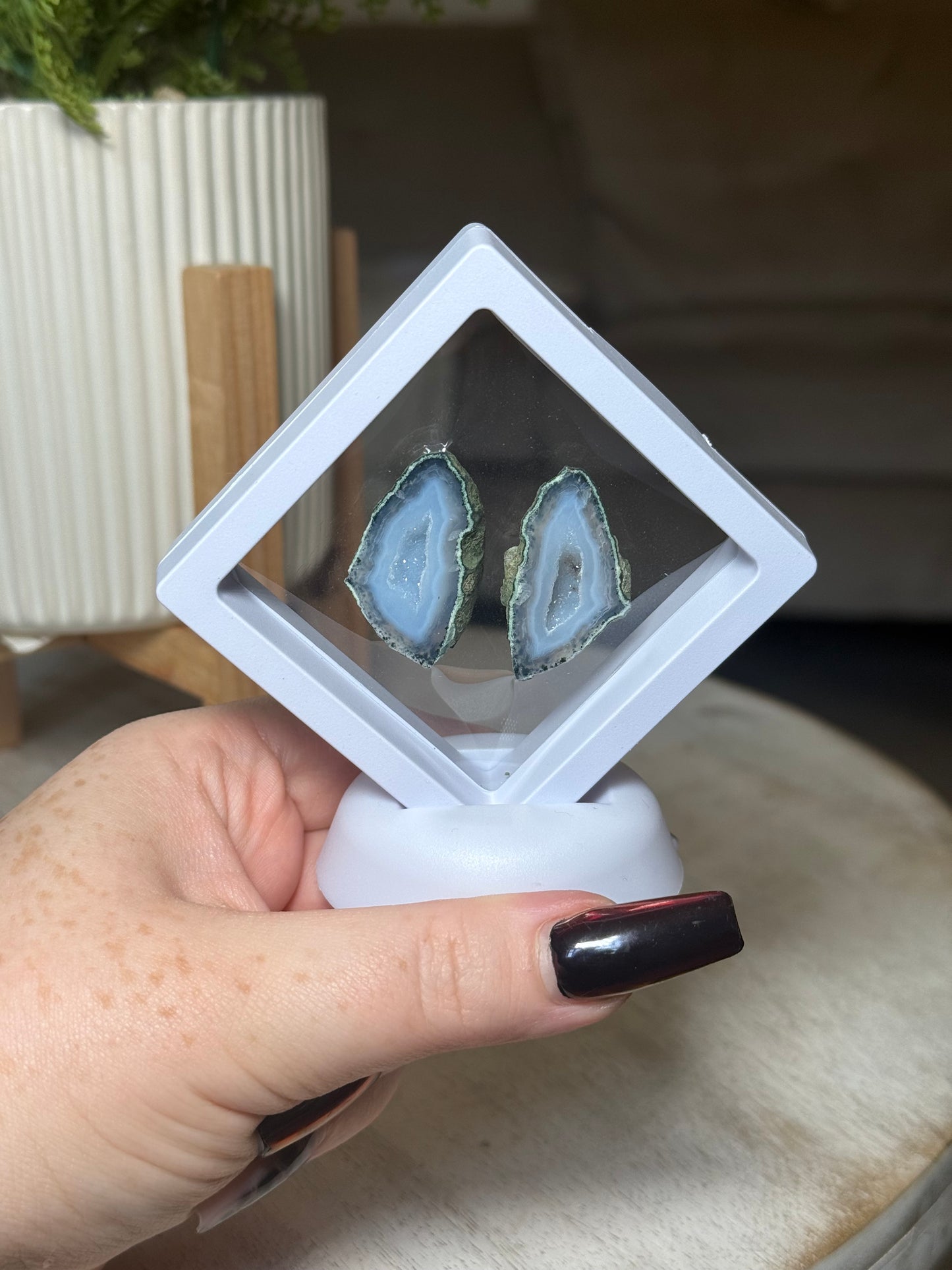 Mini Tobasco Agate Geode Pair, Tabasco, Zacatecas, Mexico - H