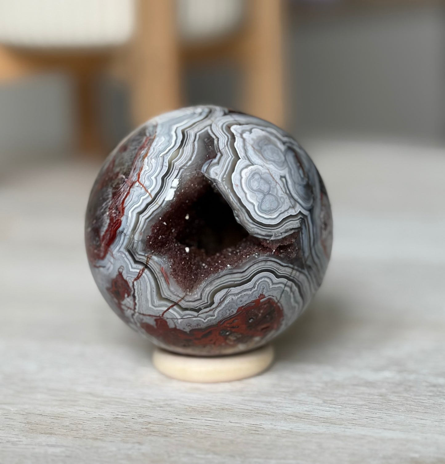 Mexican Lace Agate Sphere, 262g