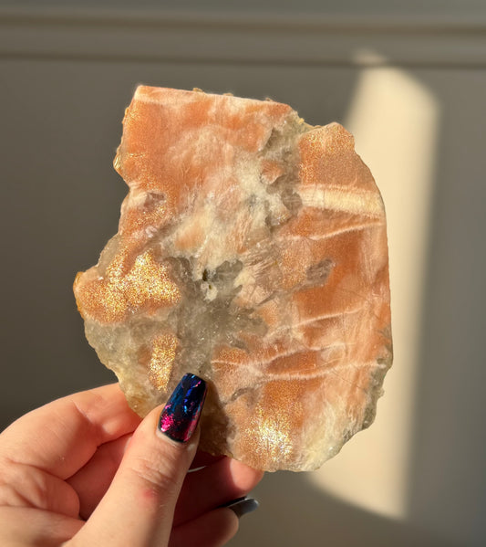 Sunstone x Moonstone in Quartz Slab - 195g