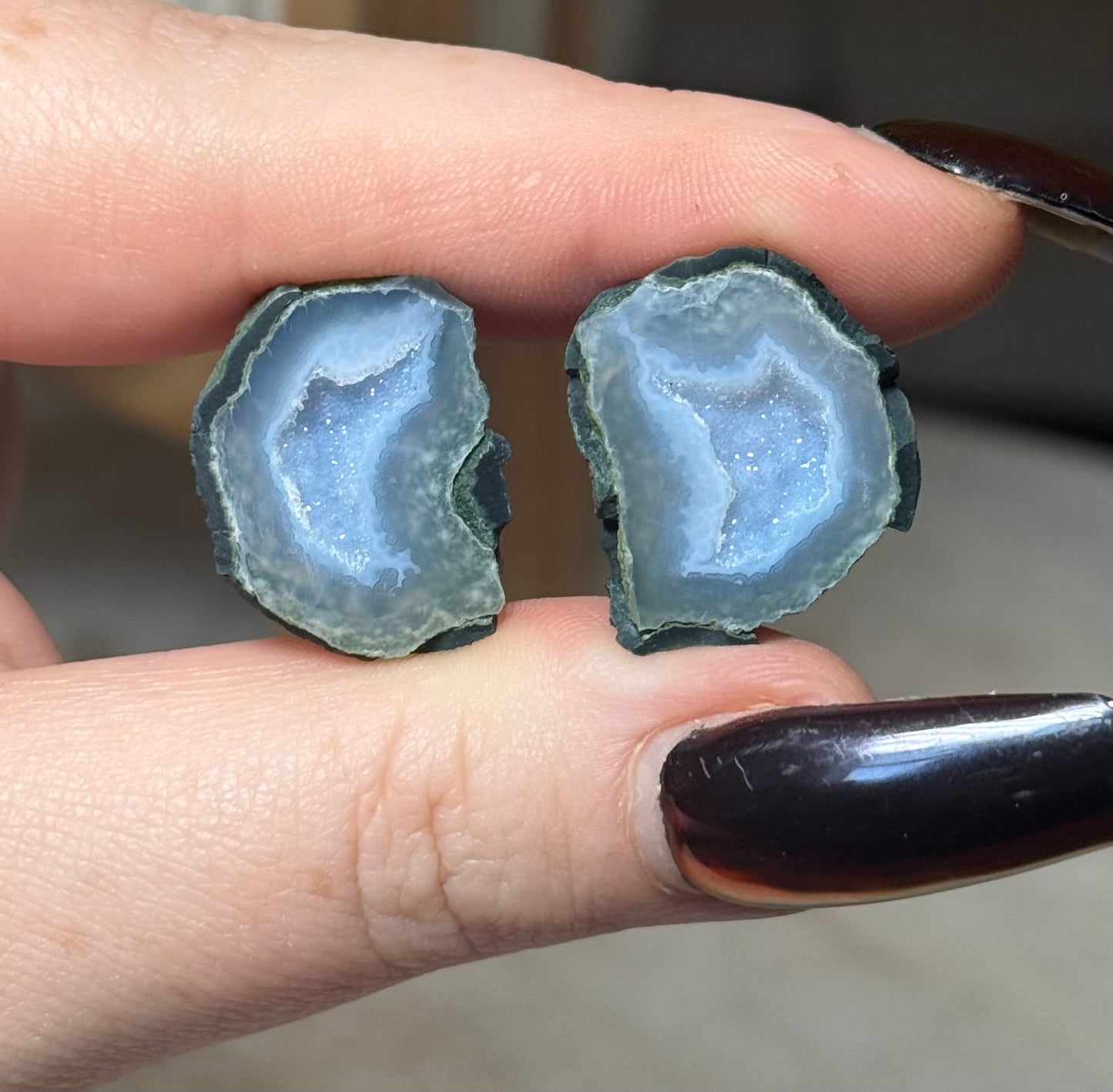 Mini Tobasco Agate Geode Pair, Tabasco, Zacatecas, Mexico - I