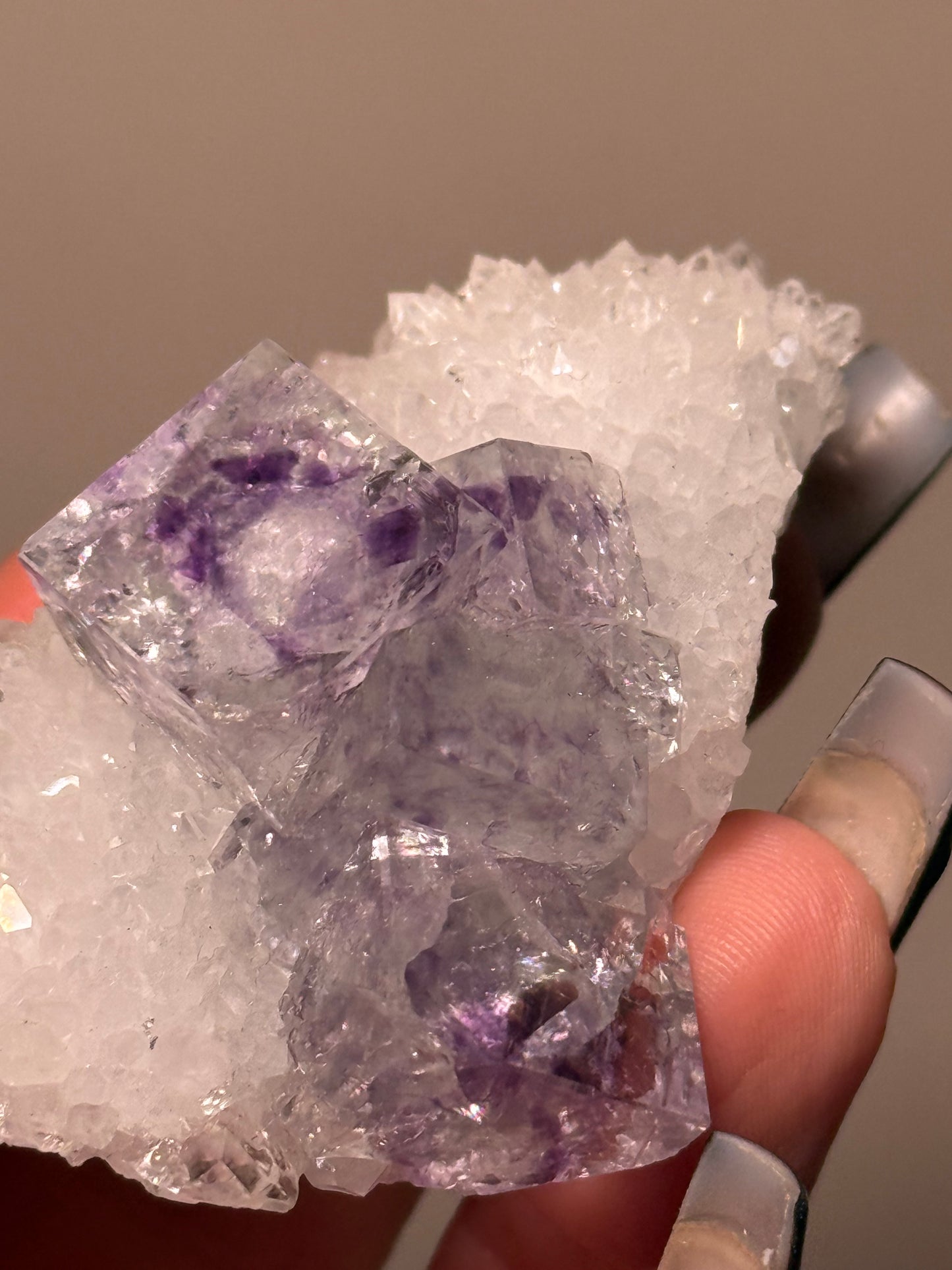 Purple Phantom Fluorite on Quartz, Zhejiang Province, China - 70g