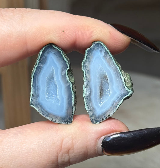 Mini Tobasco Agate Geode Pair, Tabasco, Zacatecas, Mexico - H