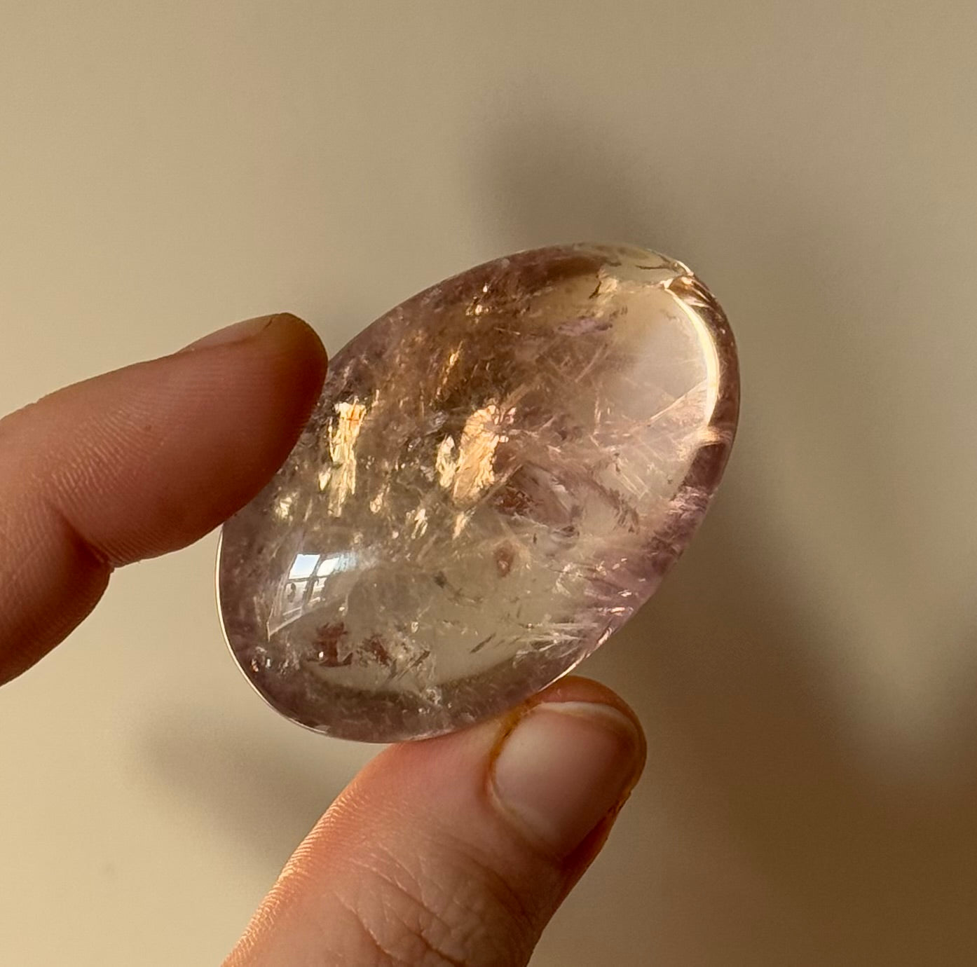 Imperfect Ametrine Palm Stone, 44.52g