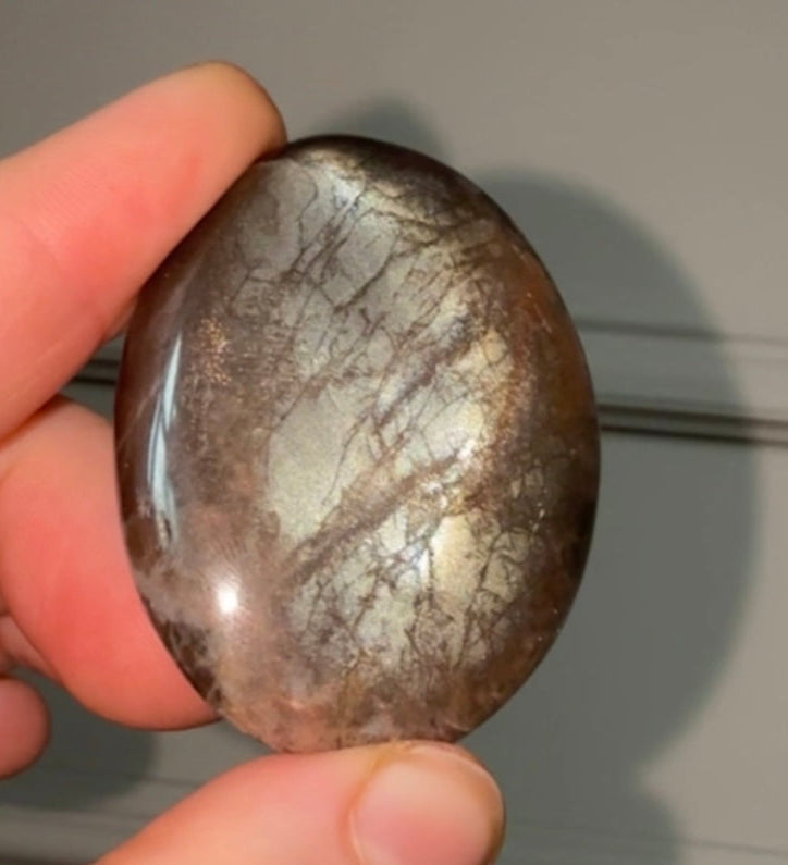 High Quality Black Moonstone Palmstone - 7A