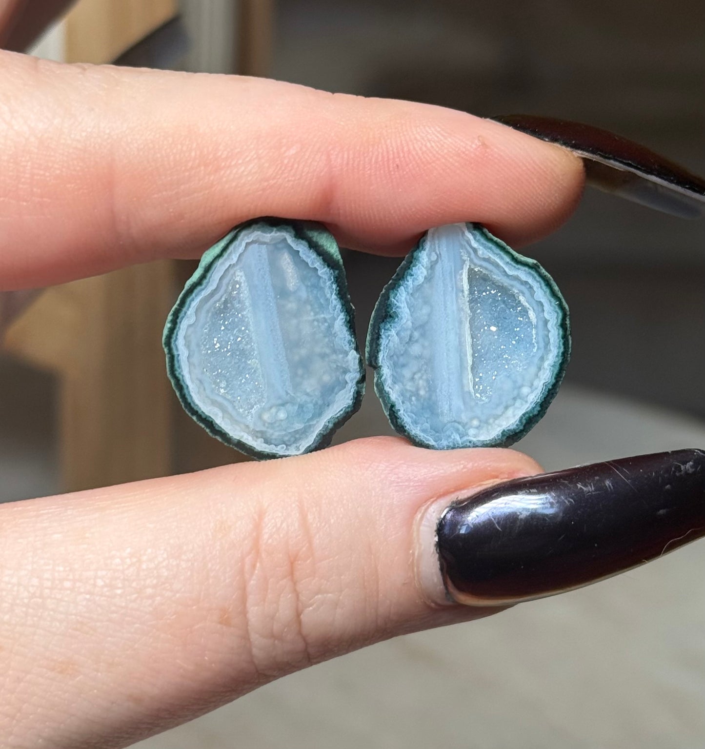 Mini Tobasco Agate Geode Pair, Tabasco, Zacatecas, Mexico - B