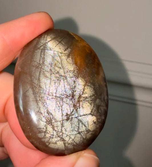 High Quality Black Moonstone Palmstone - 7B