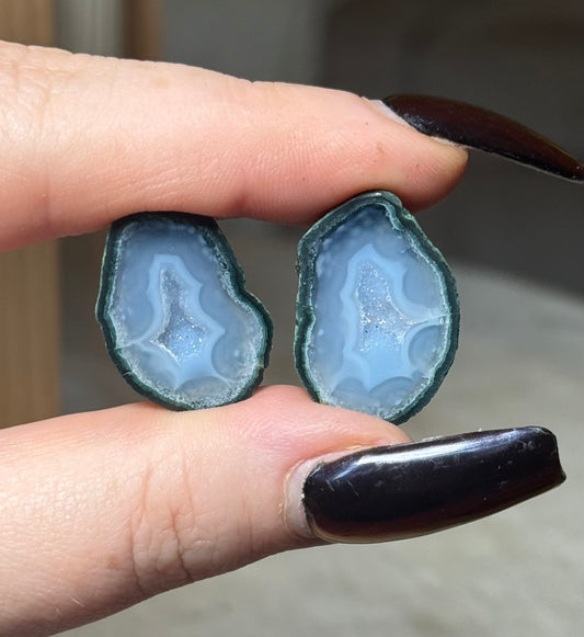 Mini Tobasco Agate Geode Pair, Tabasco, Zacatecas, Mexico - F